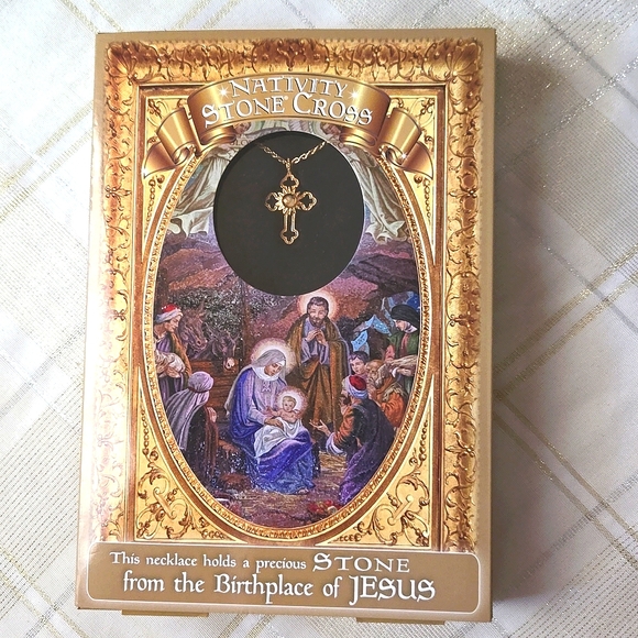 Nativity Stone Cross Necklace w/Authentication Certificate - Picture 1 of 16
